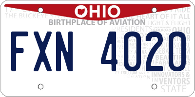 OH license plate FXN4020