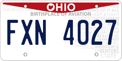 OH license plate FXN4027