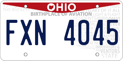 OH license plate FXN4045