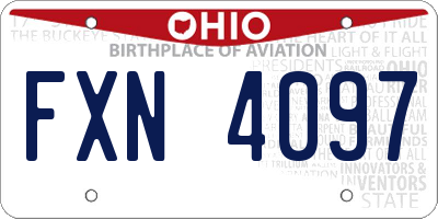 OH license plate FXN4097