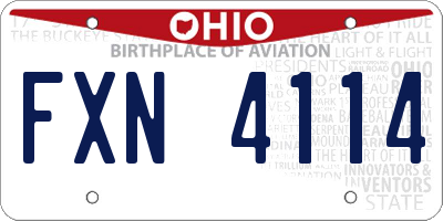 OH license plate FXN4114