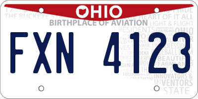 OH license plate FXN4123