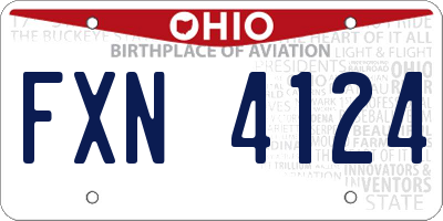 OH license plate FXN4124