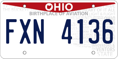 OH license plate FXN4136