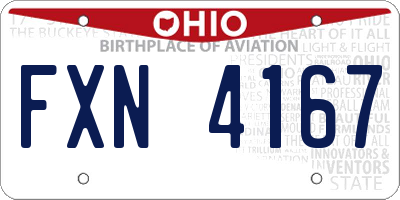 OH license plate FXN4167
