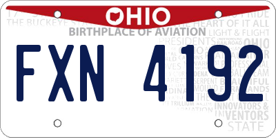 OH license plate FXN4192