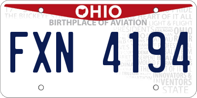 OH license plate FXN4194