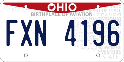 OH license plate FXN4196