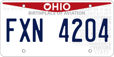 OH license plate FXN4204