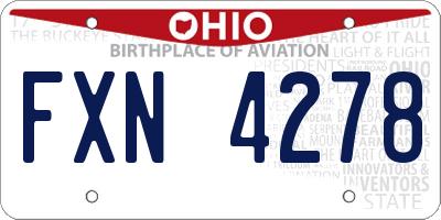 OH license plate FXN4278