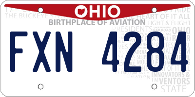 OH license plate FXN4284