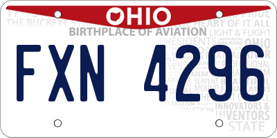 OH license plate FXN4296