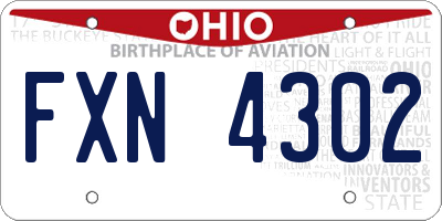 OH license plate FXN4302