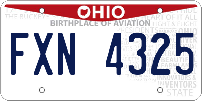 OH license plate FXN4325