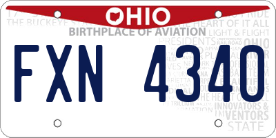 OH license plate FXN4340