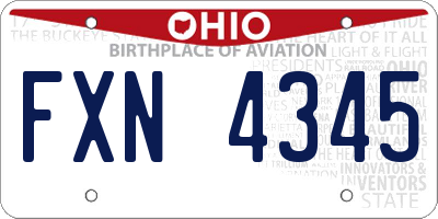 OH license plate FXN4345