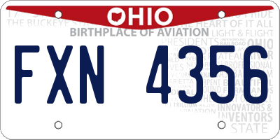 OH license plate FXN4356
