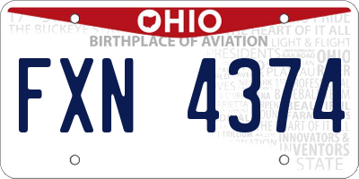 OH license plate FXN4374