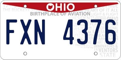 OH license plate FXN4376