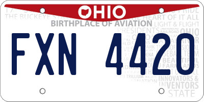 OH license plate FXN4420