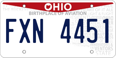 OH license plate FXN4451