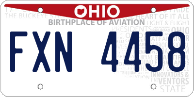 OH license plate FXN4458