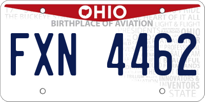 OH license plate FXN4462