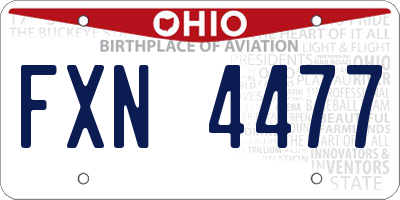 OH license plate FXN4477