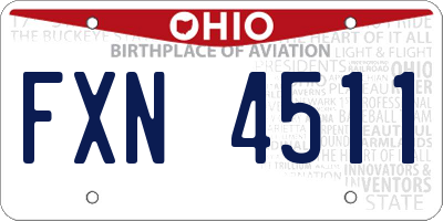 OH license plate FXN4511