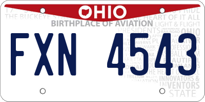 OH license plate FXN4543