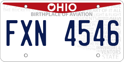 OH license plate FXN4546
