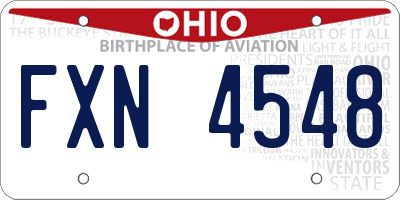 OH license plate FXN4548