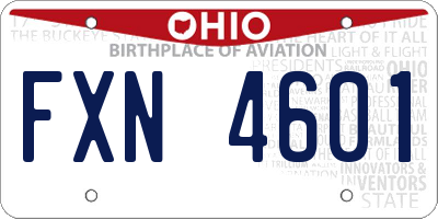 OH license plate FXN4601