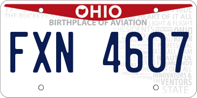 OH license plate FXN4607