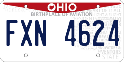 OH license plate FXN4624
