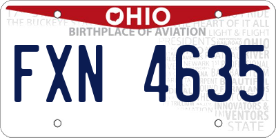 OH license plate FXN4635