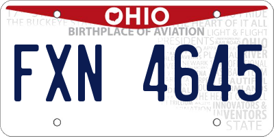 OH license plate FXN4645