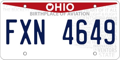 OH license plate FXN4649