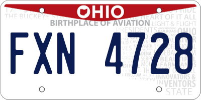 OH license plate FXN4728