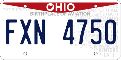 OH license plate FXN4750