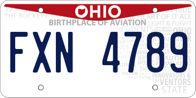 OH license plate FXN4789