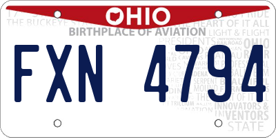 OH license plate FXN4794