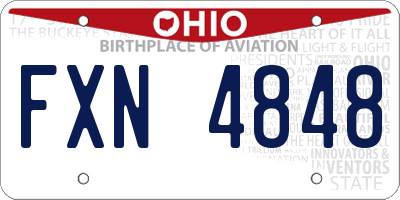 OH license plate FXN4848