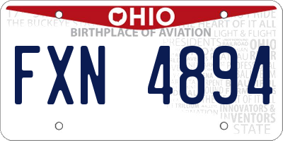 OH license plate FXN4894