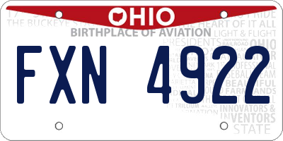 OH license plate FXN4922