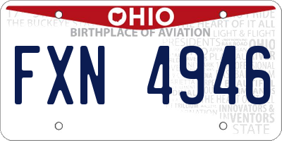 OH license plate FXN4946