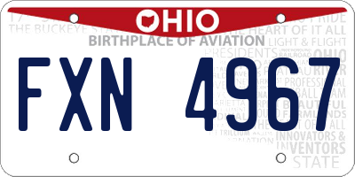OH license plate FXN4967