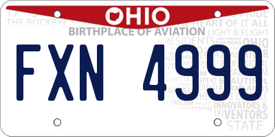 OH license plate FXN4999