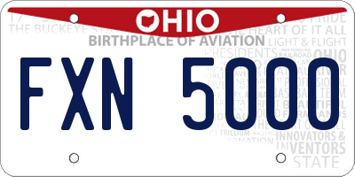 OH license plate FXN5000