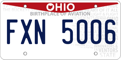 OH license plate FXN5006